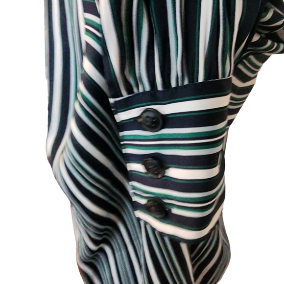 EUC Free People Blue Green Stripe Oversized Mad About You Button Down Shirt - Picture 8 of 15